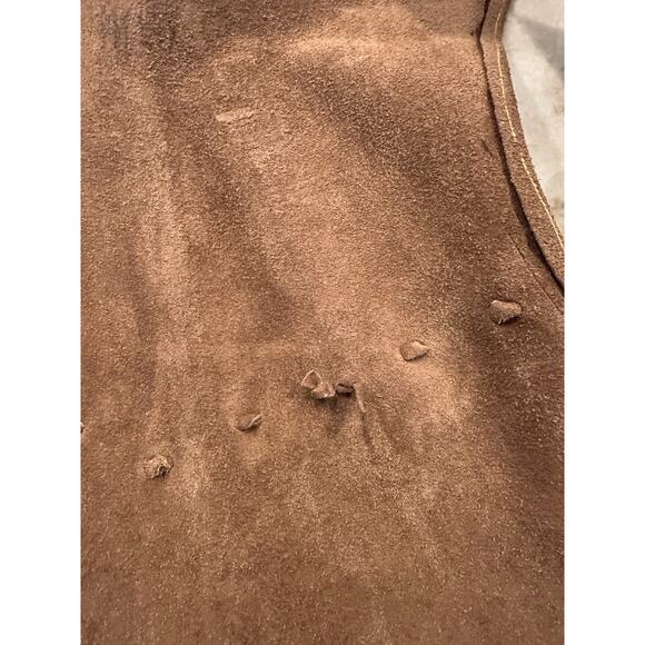 Vtg Suede Fringe Vest Sz S/M Leather Tan Brown Boho Hippie Festival 60s 70s - Picture 10 of 16